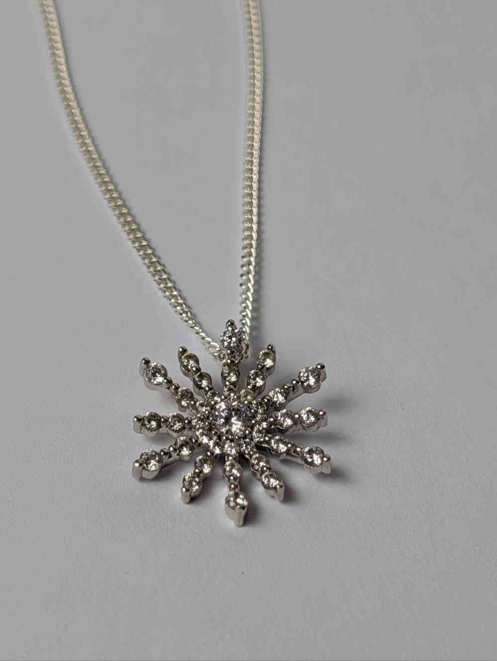 925 Silver Made in Italy Snowflake Cluster Necklace
